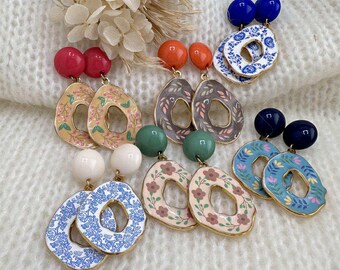 Boucles d'oreilles gottes colorées, "Aloïs"