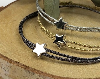 Bracelet cordon brillant étoile "Estrella" en argent