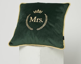 Emerald Green Personalized Velvet Cushion cover | Monogram Pillow case | Home decor pillow | Decorative Pillow case