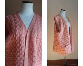 Vintage western salmon pink denim vestStuddedMedium