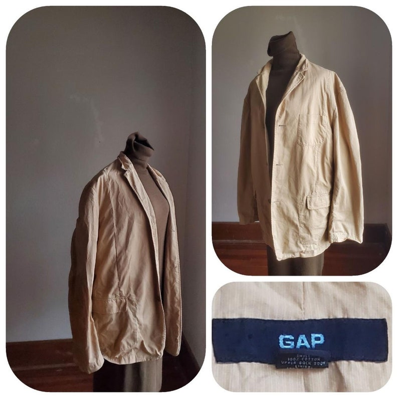 Vintage Gap Field Jacket // 90s Hong Kong mens unisex womens barn chore coat // wheat tan canvas cotton // pockets camping image 1