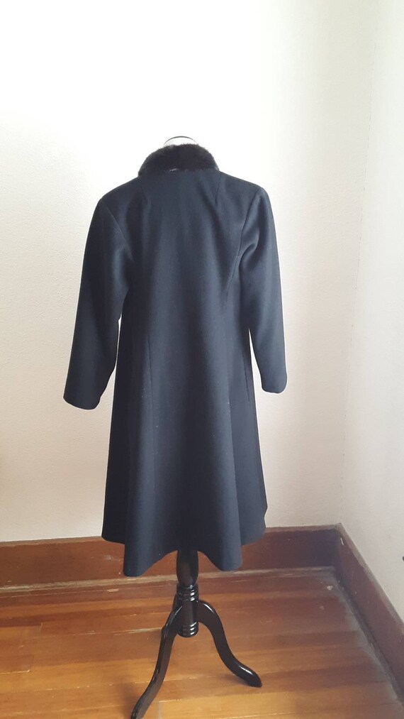 Vtg Black fur collar Coat /ladies wool retro Boho… - image 7