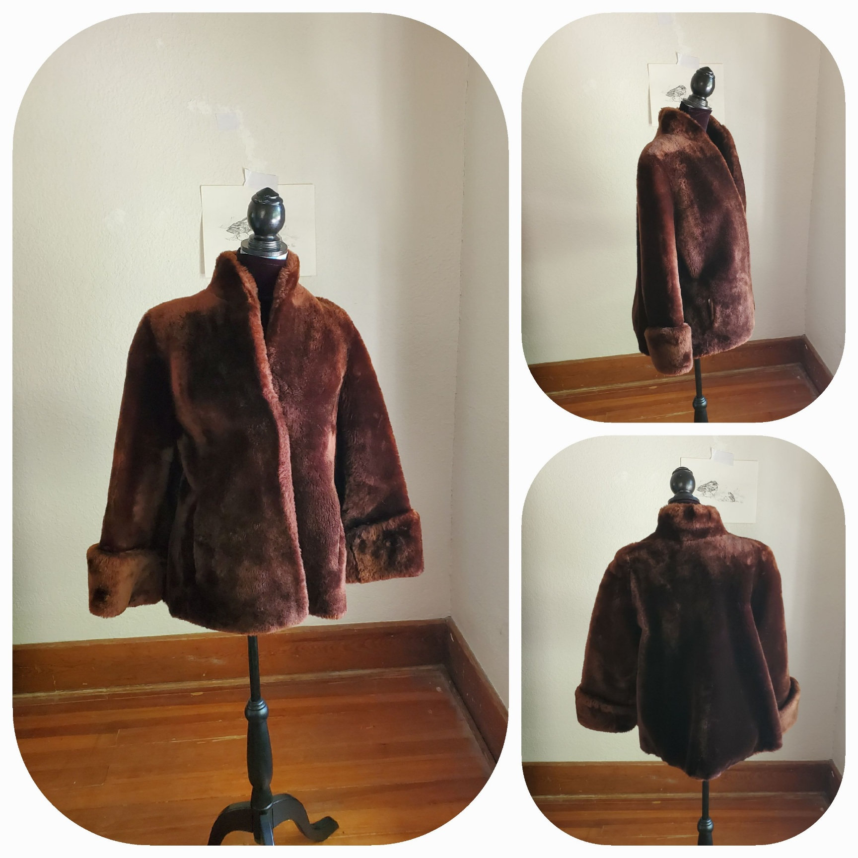 ジャケット・アウター 80s Vintage real mouton half coat 1980s Issey Sport mouton jacket