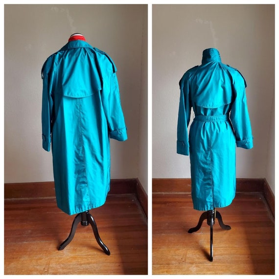 90s teal trench rain coat / Iridescent nan eliot … - image 3