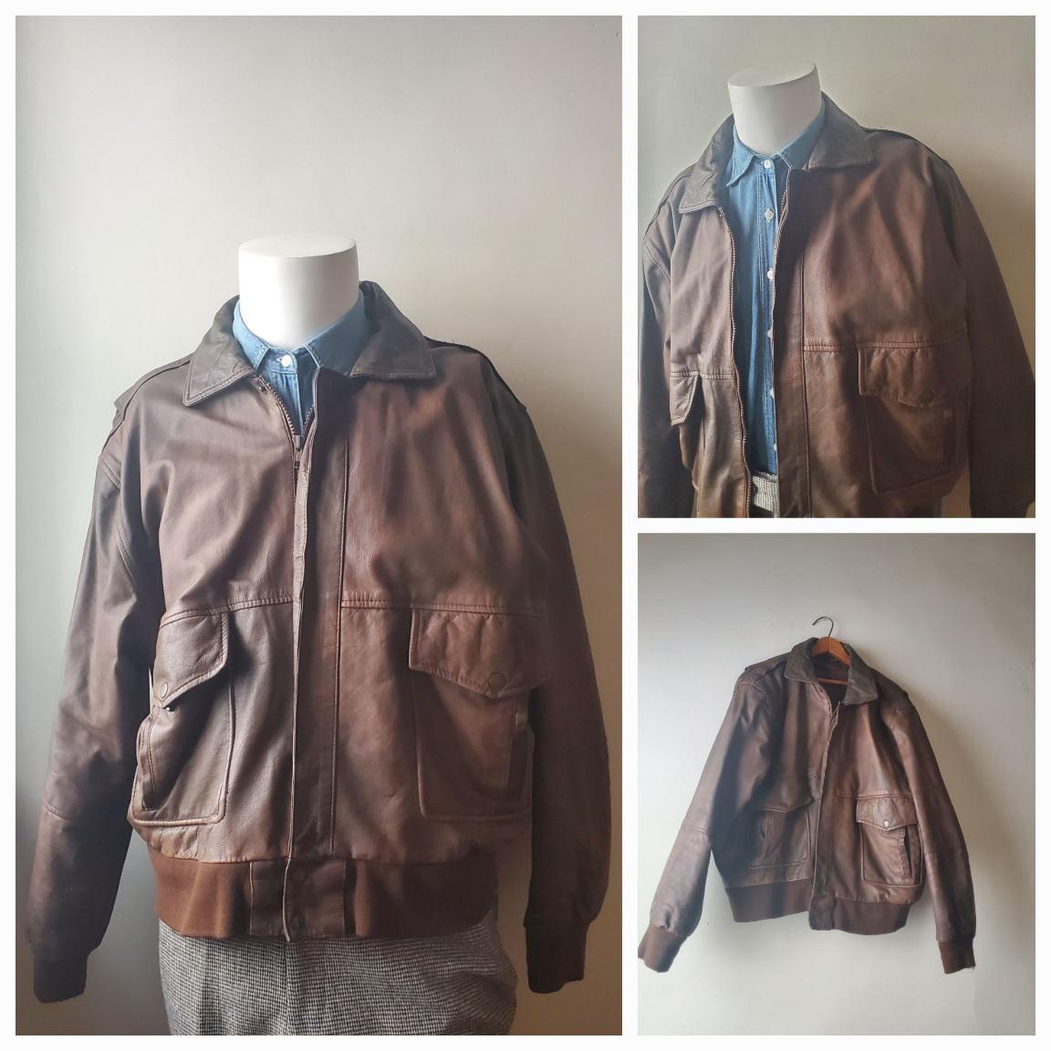 ジャケット・アウター 80s short real leather bomber jacket vtg 1980's Vintage Real Leather Bomber Jacket – Kitsch Vintage