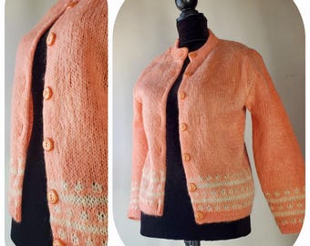 50s Mohair Cardigan Fuzzy Sweater Orange Size M - Etsy