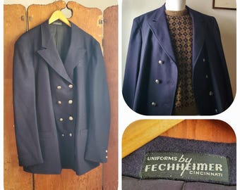 Fire Department Dress Jacket Navy Blue 50" Fechheimer uniform Cincinnati wool double breasted heavy winter coat military