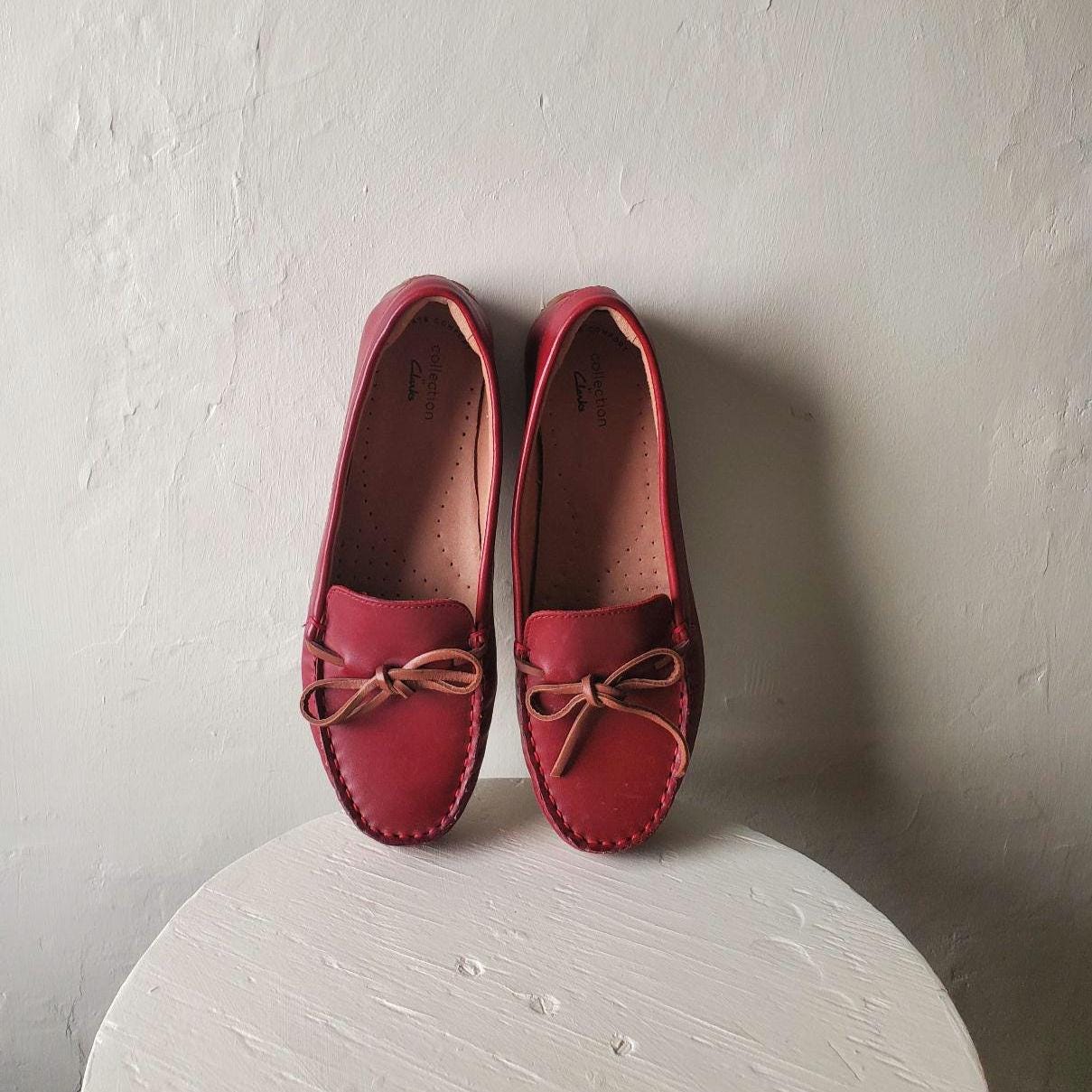 CLARKS Men\'s Loafers Burgundy Leather Shoes Size 7 1/2 M M Loafer Red Casual Shoes for Men for sale | eBay main image 4
