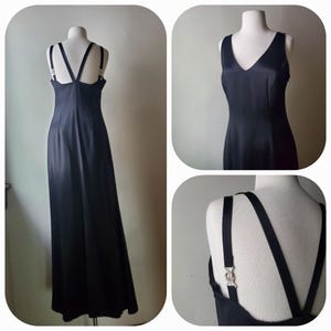 vintage 90's spaghetti strap empire waist dress floor length And another couple of 90's formal dresses- this time, periwinkle and plum! 1990's iridescent, textured, spaghetti strap, bias cut slip dress Size 8-10 1990's plumb, jacquard overlay, spaghetti strap, bias cut,