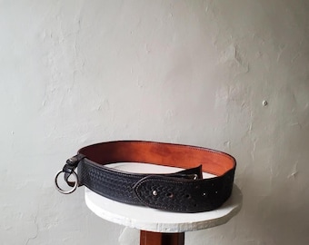 Sherriff's Belt Black Leather Tex Shoemaker cop duty belt brass 32