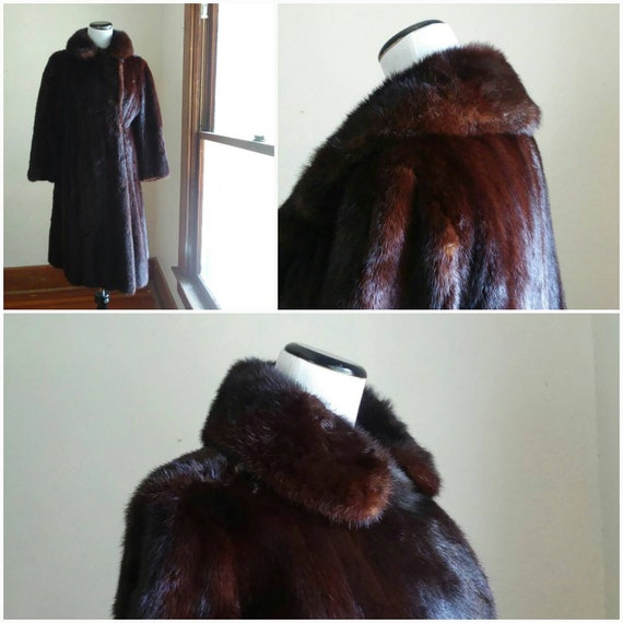 Manteau de vison auburn fourrure vintage pleine longueur 50s Manteau de vison auburn fourrure vintage pleine longueur 50s