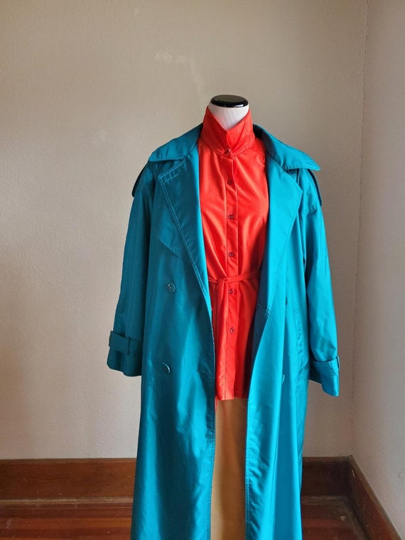 90s teal trench rain coat / Iridescent nan eliot … - image 9