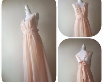 花びらピンクのマキシドレス花嫁介添人10レディースロングスプリングブラッシュフロアウェディング