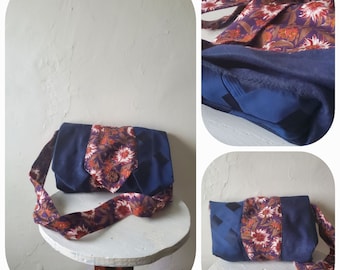 Vintage Handmade Necktie Purse / blue casual small handbag