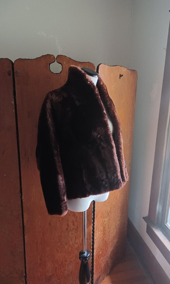 50s Mouton Shearling Lamb Fur Cropped Jacket kimo… - image 9