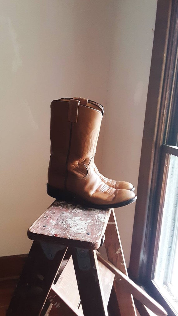 Vintage Tony Lama Cowboy Boots / Mens 7 1/2 D Eng… - image 9