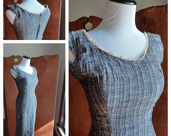 50s Suzy Perette Wiggle Dress black white xsmall sleeveless original