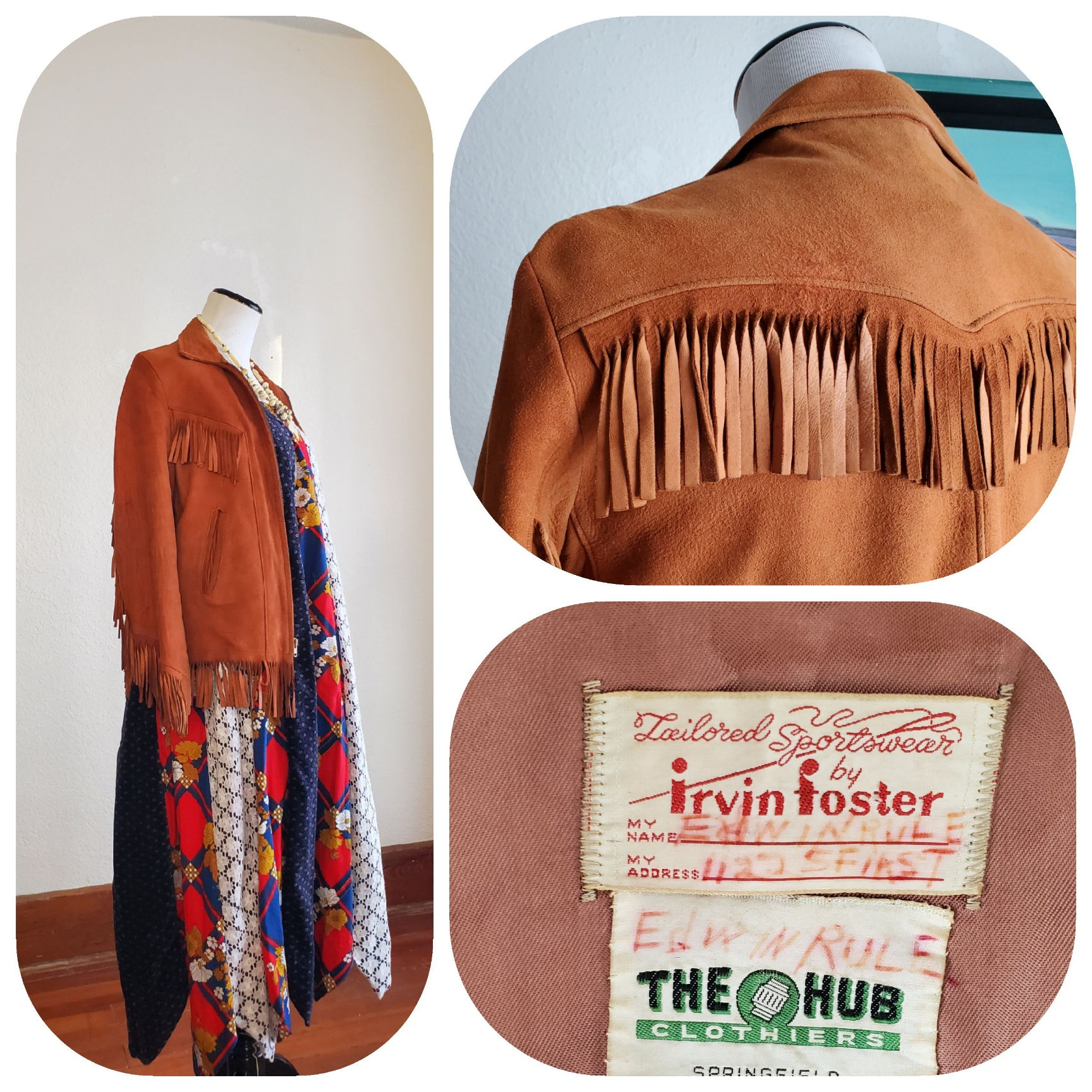 50s Fringe Suede Western Jacket Small Womens Irvin Foster Orange Hippie Boho Hendrix Roy Rogers Unisex Vintage Etsy