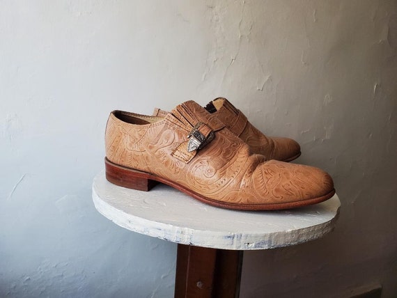 Justin Monk Shoes / Embossed Leather Tooled leath… - image 2