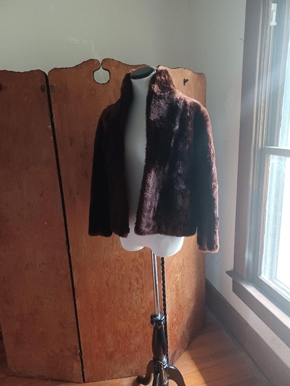 50s Mouton Shearling Lamb Fur Cropped Jacket kimo… - image 2