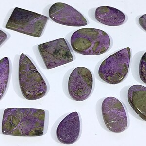 Lindo melhor qualidade roxo stichtite pedra preciosa cabochão lote atacado 100% natural artesanal jóias fazendo genuíno roxo stichtite 20 peças