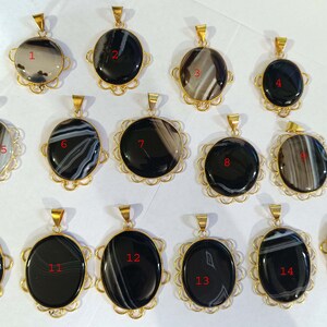 Banded Agate Gold Plated Pendant: Artisan Statement Accessory