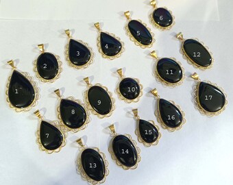 Black Onyx Gold Plated Pendant: Artisan Statement Accessory