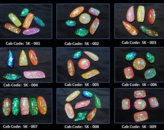 Man Made Mix Lot Diaclo Glass Opals Cabochons // Diaclosis Glass Cabochons // Cabochons / Jewelry Making Supplies / Panasche Gems & Art