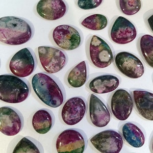Pedra preciosa de quartzo solar multicolorida, lote de atacado de cabochões de quartzo solar a granel, suprimentos para fabricação de joias com pedras preciosas soltas, cristal de cura, presente