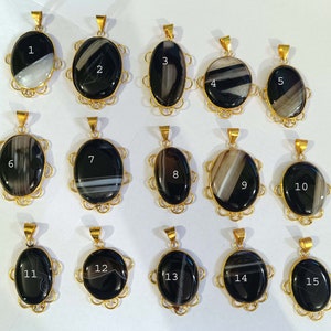 Banded Agate Gold Plated Pendant: Artisan Statement Accessory
