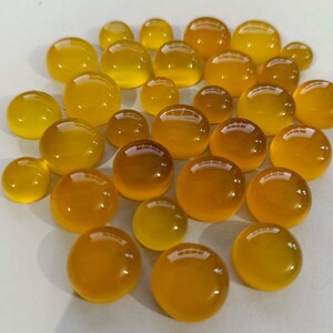 Cabochão redondo de calcedônia Brandy, calcedônia natural solta para fabricação de joias, calcedônia amarela redonda