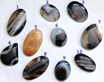 Natural Banded Agate Cabochons: Handmade Gemstone Lots