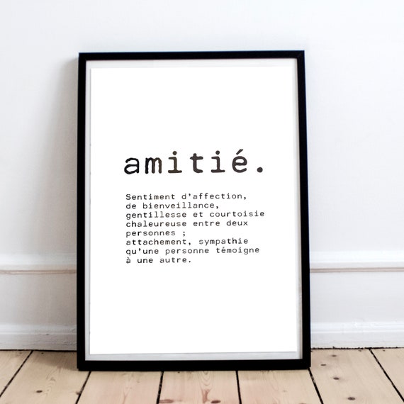 Affiche Amitie Phrase Definition Poster Texte Calligraphie Etsy