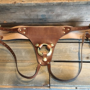 Ruffian Harness - Strap On Harness - Strapon Harness - Leather Strap on Harness - Leather Strapon Harness -  Brown Strapon Harness