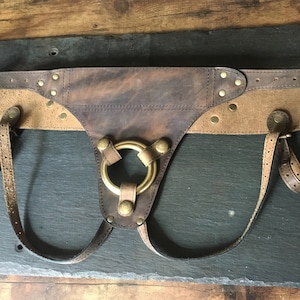 Ruffian Harness -  Strap on Harness - Leather Harness - Strapon Harness - Leather Strap on -  Distressed Leather Harness