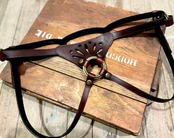 Lillith Leather Strap On Harness: Chromexcel O-Ring Design