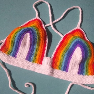 Rainbow Cross back Crochet Crop Top