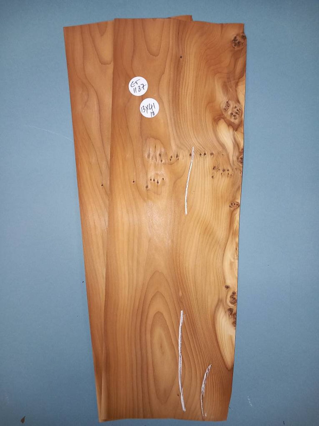2 Consecutive Sheets of Yew Wood Veneer 13x41cm. Et1187 Etsy UK