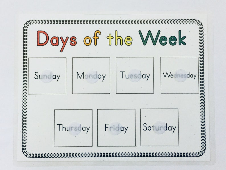 Days of the Week File Folder Game Educational Etsy