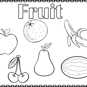 Coloring Pages Fruit and Vegetables Kindergarten Preschool Digital Download/ Children's Coloring Pages