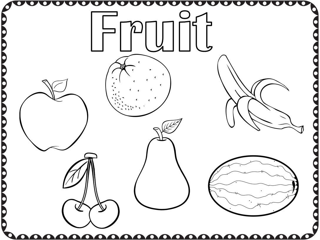 Coloring Pages Fruit and Vegetables Kindergarten Preschool Etsy
