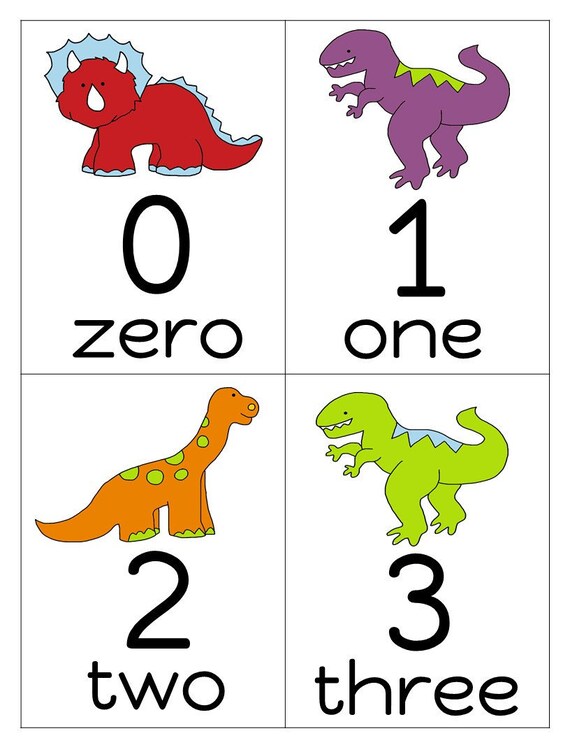 Dinosaur Number Flashcards 0-20/Flashcards for | Etsy