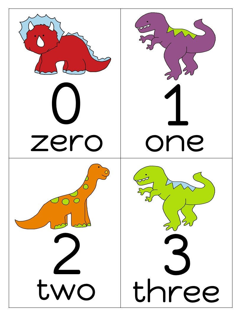 dinosaur number flashcards 0 20 flashcards for etsy canada