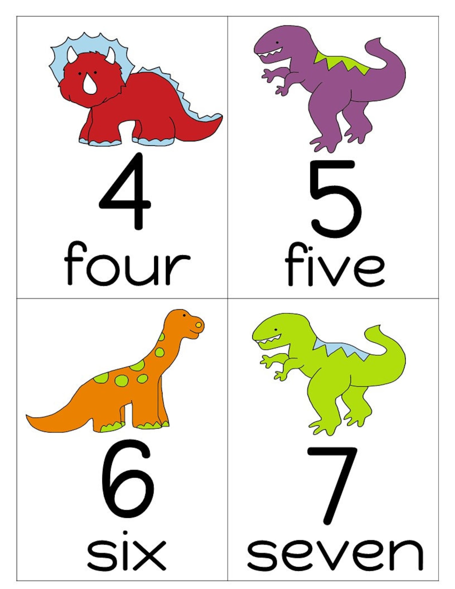 Dinosaur Number Flashcards 0-20/Flashcards for | Etsy