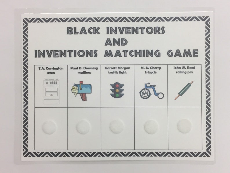 Black Inventors Matching Game//kids Games Puzzles// Preschool Etsy