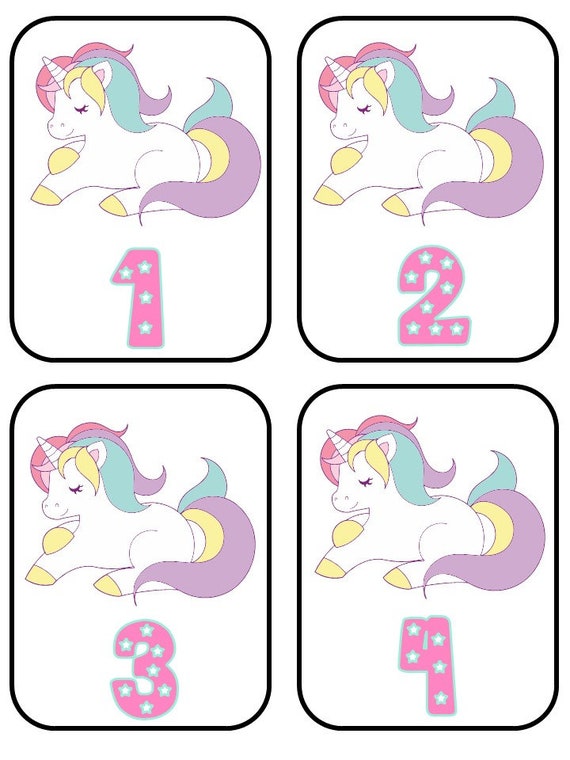 unicorn number flashcards etsy