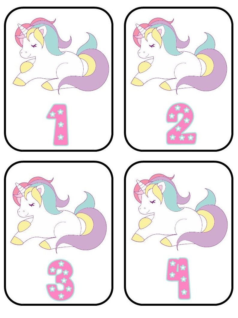 unicorn number flashcards etsy