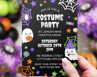Halloween Invitation, EDITABLE Costume Party Invitation, Halloween Costume Party, Ghost Invitation, Kids Invitation, INSTANT DOWNLOAD, Evite