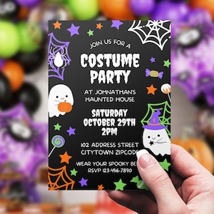 Halloween Invitation, EDITABLE Costume Party Invitation, Halloween Costume Party, Ghost Invitation, Kids Invitation, INSTANT DOWNLOAD, Evite