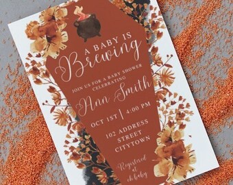 Halloween Baby Shower Invitation, A Baby is Brewing Baby Shower Invite, Fall Baby Shower, Witch Baby Shower Invitation, Editable Template